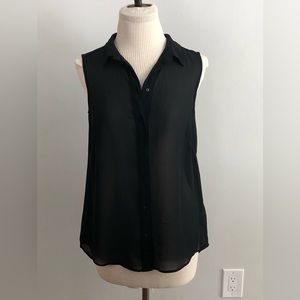 H&M Sheer Black Sleeveless Button Down Top Size 2